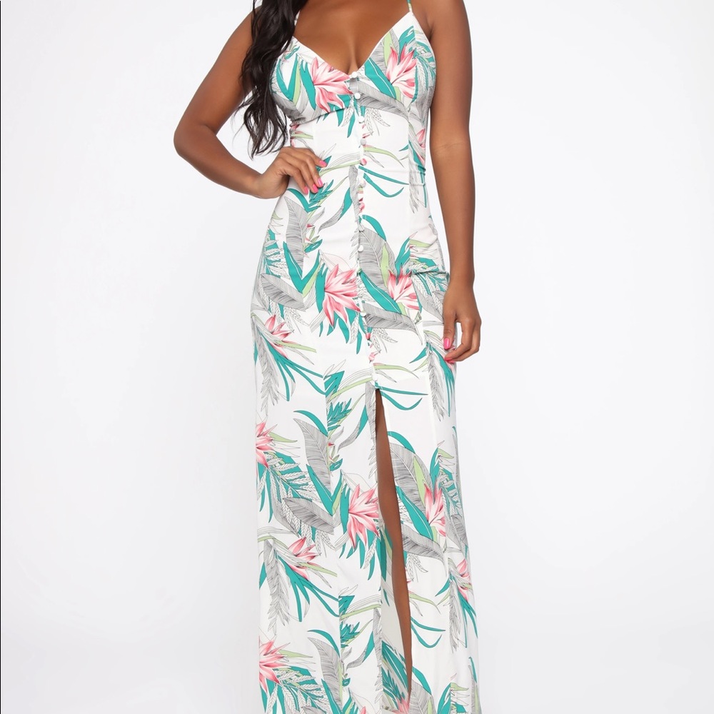 Tropical Maxi Dress - Ivory/Combo